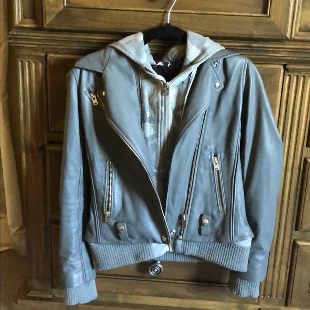 Iro Harper grey camo combo leather jacket